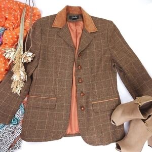 Rafaella Petites Brown Plaid Wool Coat  Sz 12